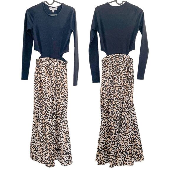 Something Navy Tara Cut Out Maxi Dress Leopard XS - Picture 5 of 9